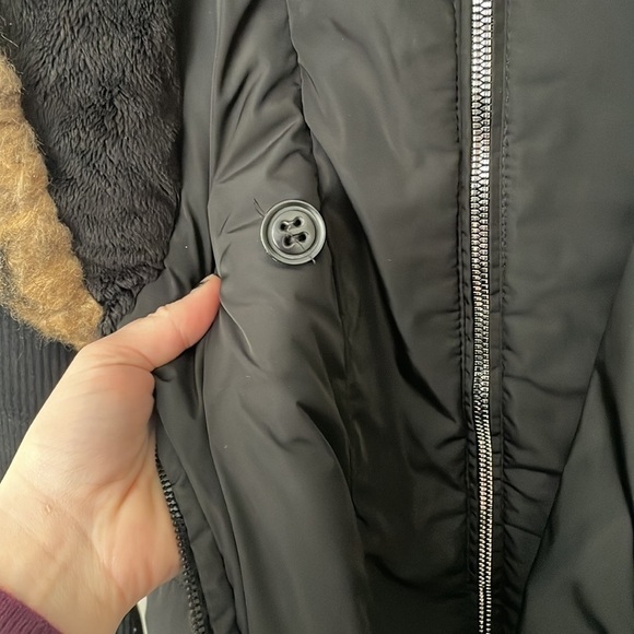 Calvin Klein | Walker Faux Fur Puffer Coat Ribbed Sleeves Black PFTJ4418 Small - Picture 8 of 13